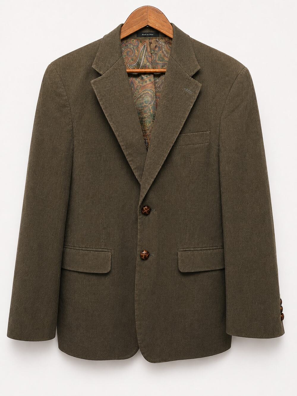 Lauren Ralph Lauren Men’s 38S Brown Corduroy Blazer Paisley Lined Elbow Patch